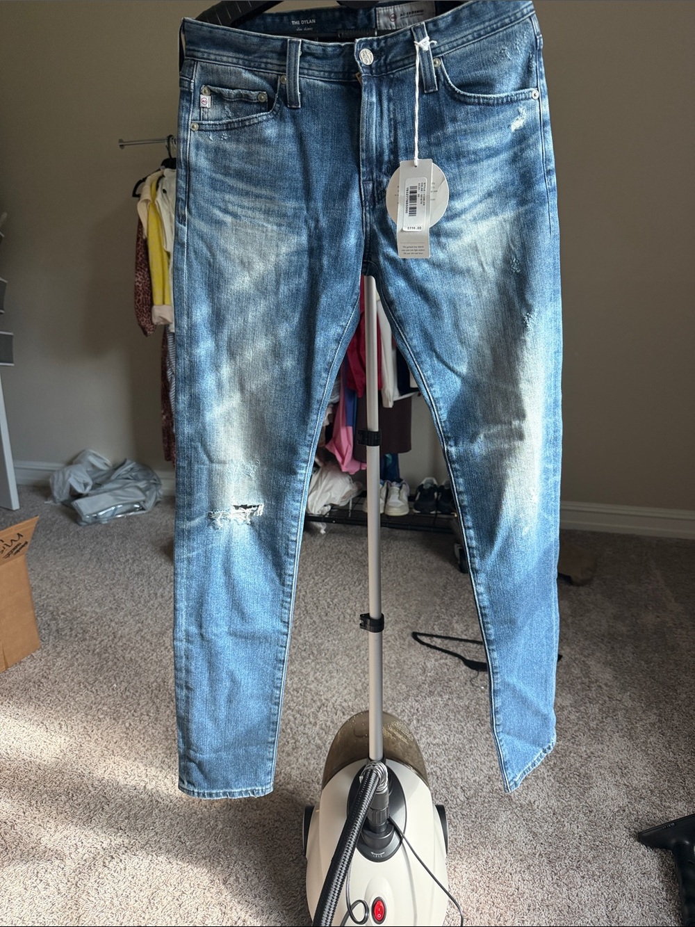 Ag Mens Blue Washed Denim Jeans The Dylan skinny jeans